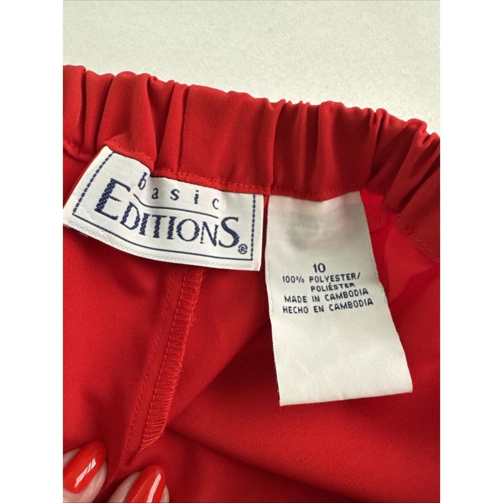 Vintage Basic Editions Red Pant Suit Co-ord Set Casual Loungewear Blouse Size 10 - Picture 7 of 8